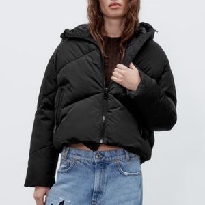 Zara quilted puffer with hood